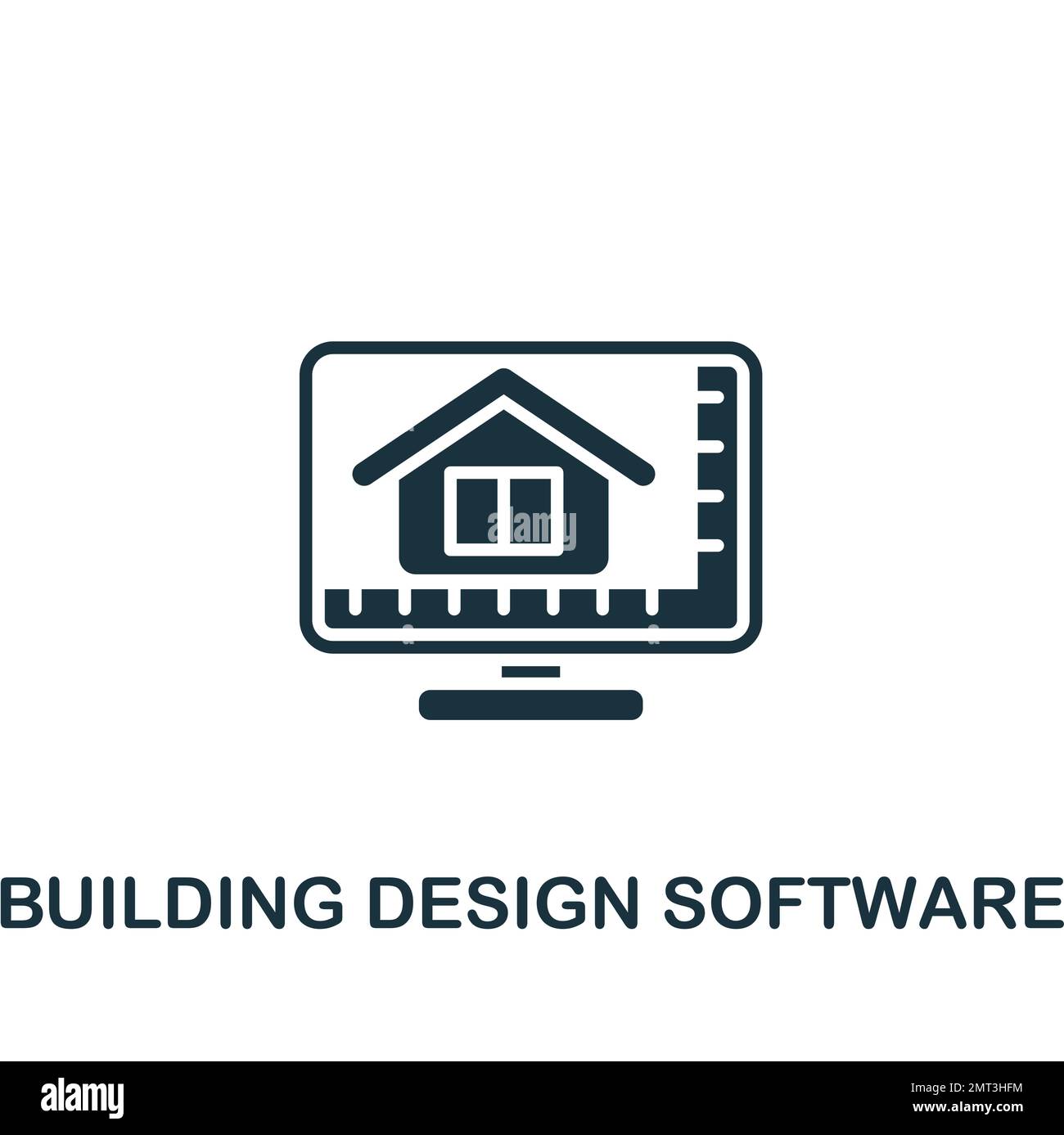 Building Design Software icon. Monochrome simple sign from construction