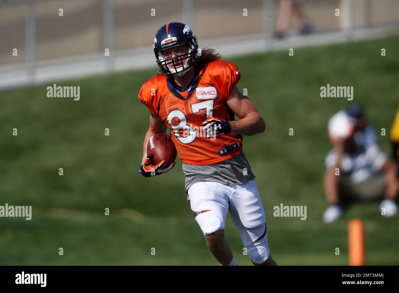 Denver Broncos wide receiver Jordan Taylor (87) takes part in