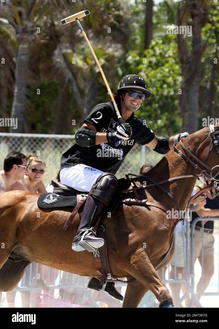 Nacho Figueras, Ralph Lauren model and member of the BlackWatch polo team,  is joined by his wife, Delfina Blaquier, while participating at the 2009  Miami Beach Polo World Cup in Miami Beach,