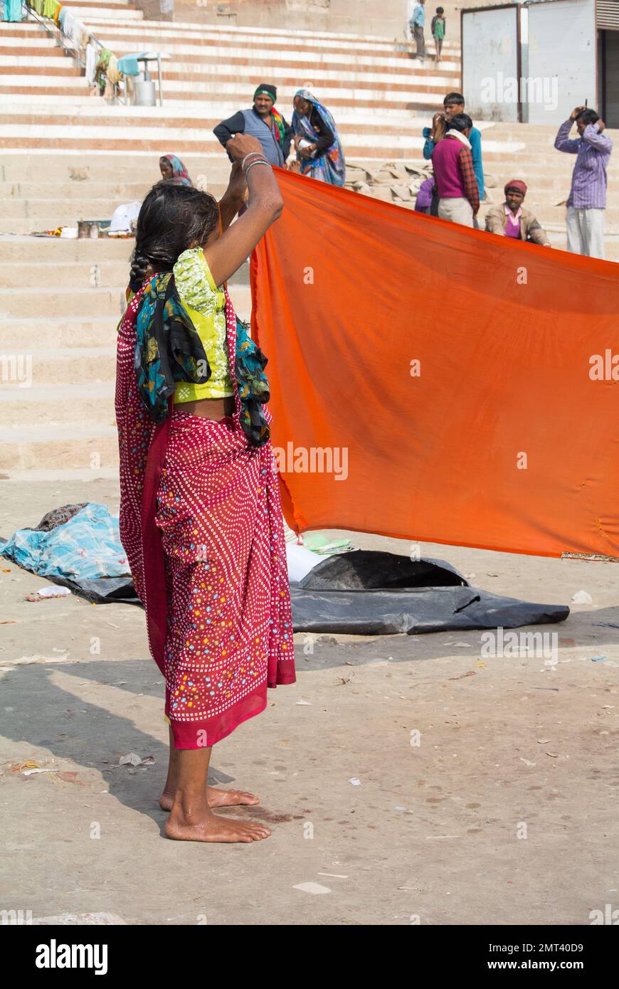 Women drying saree hires stock photography and images Alamy