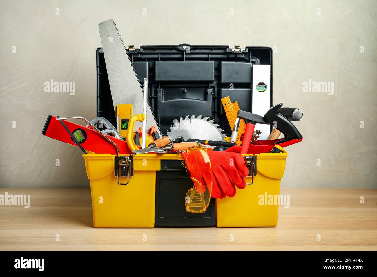 Box different carpenters tools hi-res stock photography and images - Alamy