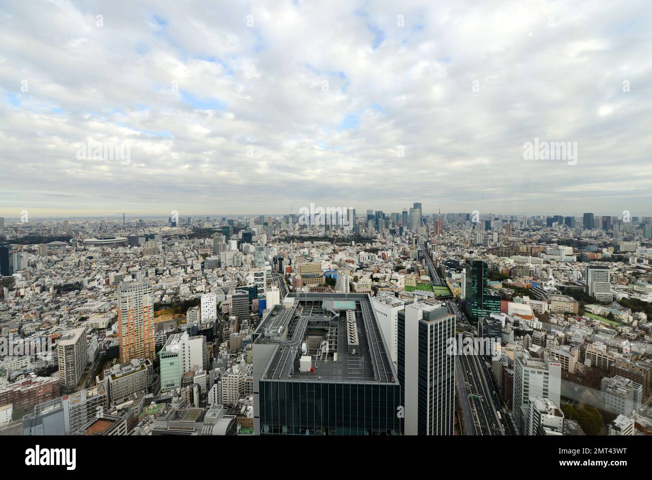 A view of Tokyo from the top of the Scramble Square building in Shibuya, Tokyo, Japan. Stock Photo