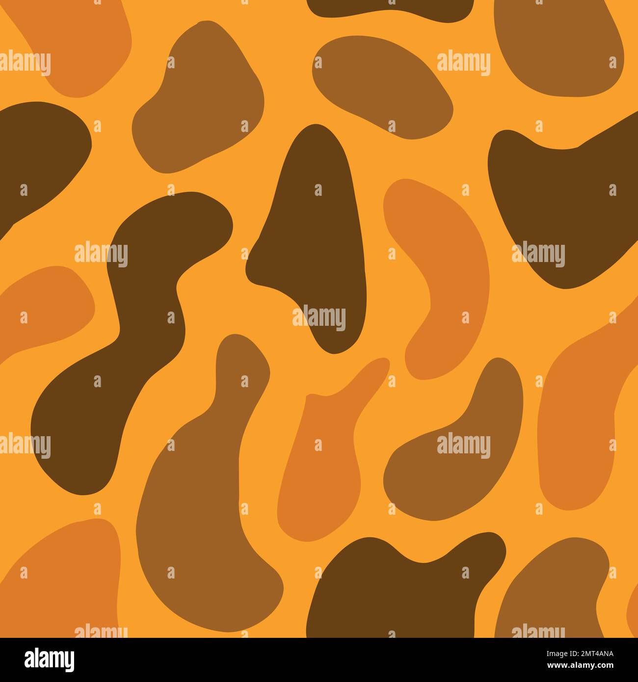 Spots seamless pattern on orange background. Vector illustration in flat style. Stock Vector