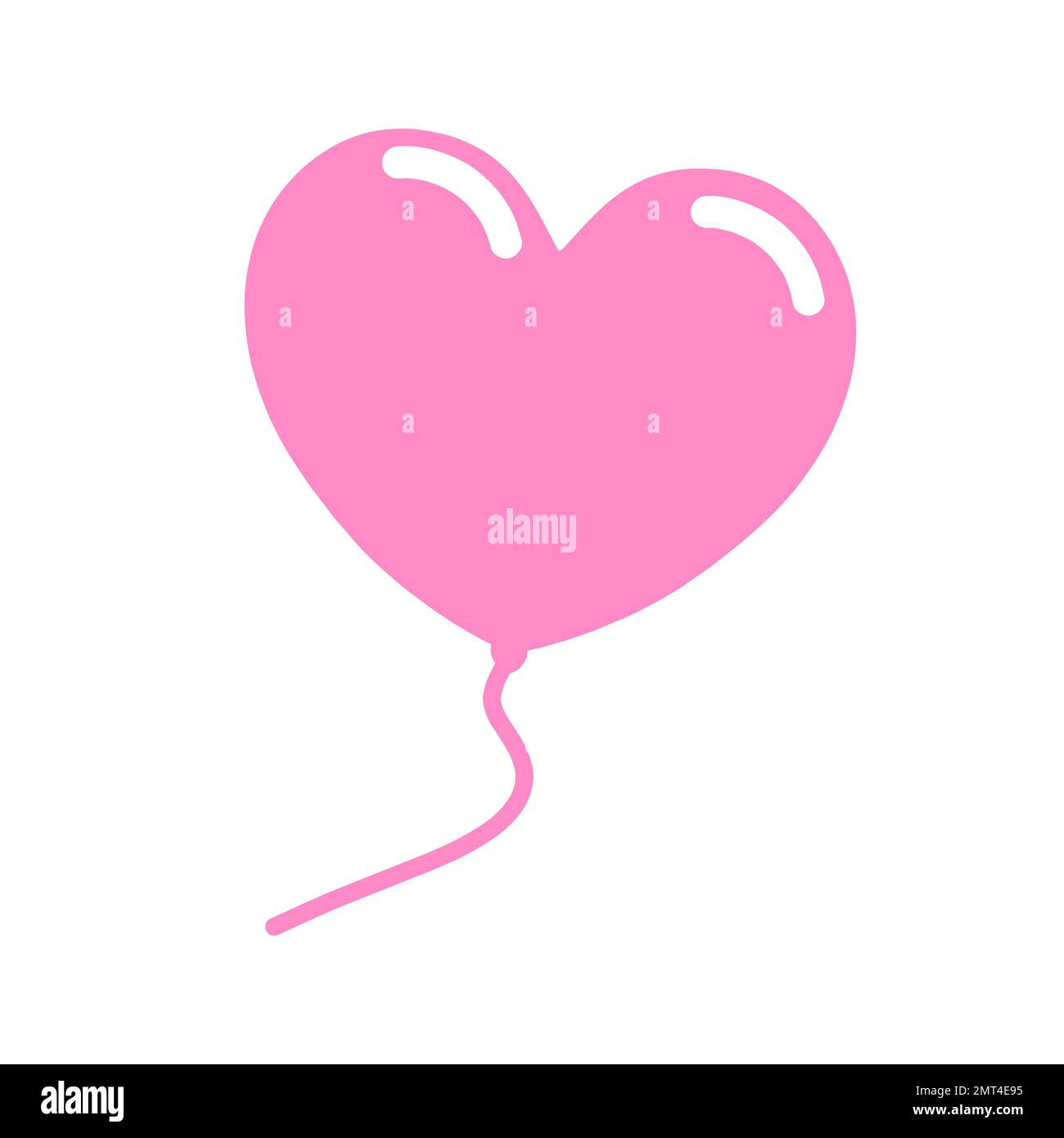Pink balloon in the shape of a heart in cartoon flat style. Vector ...