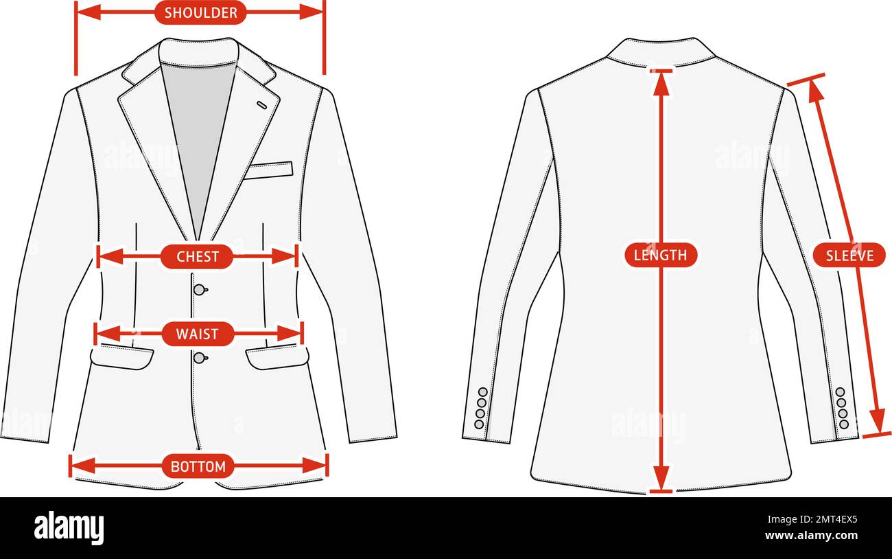 Clothing size chart vector illustration ( Suit jacket Stock Vector ...