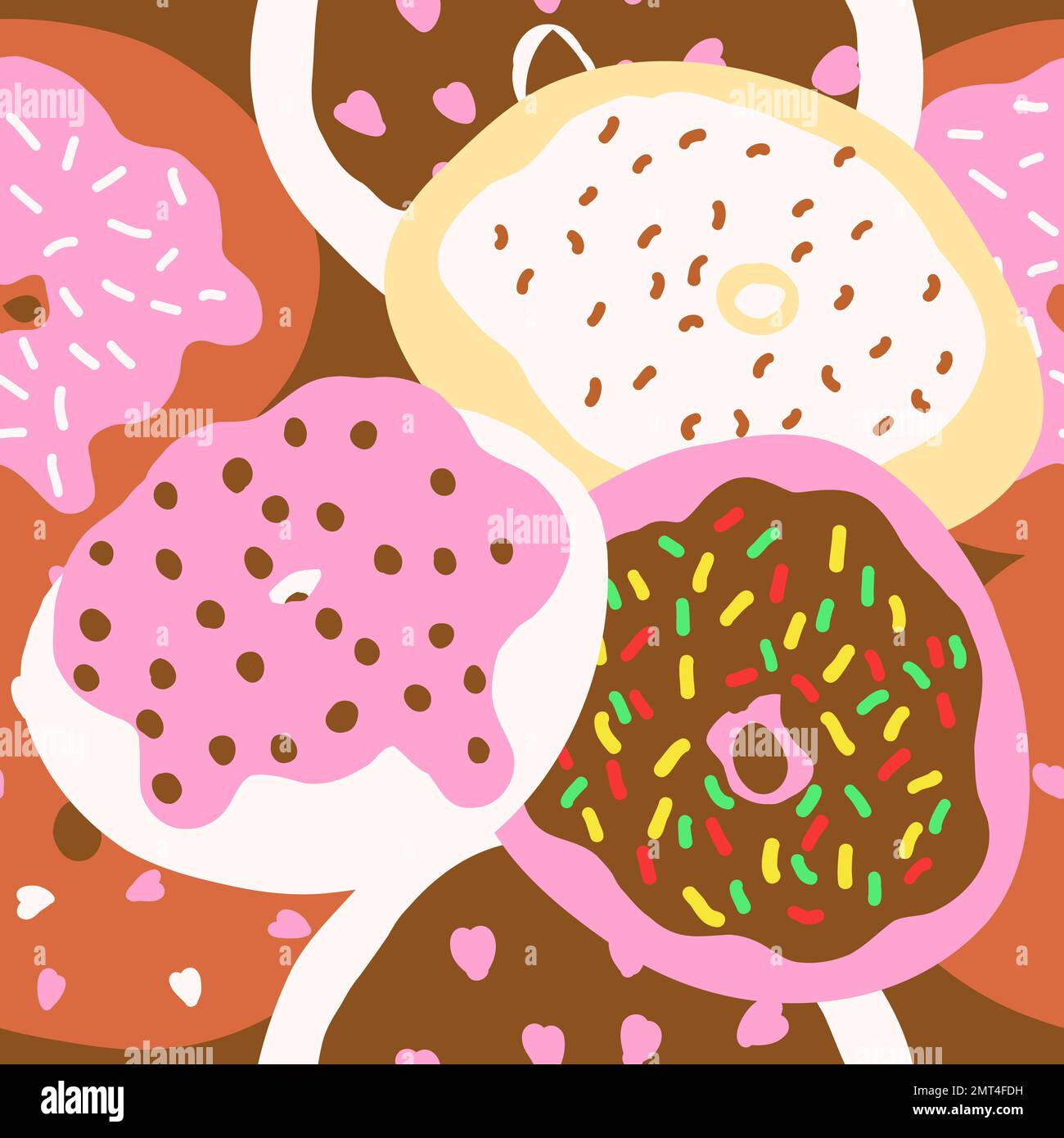 Donuts pattern. Vector illustration in cartoon flat style isolated on ...