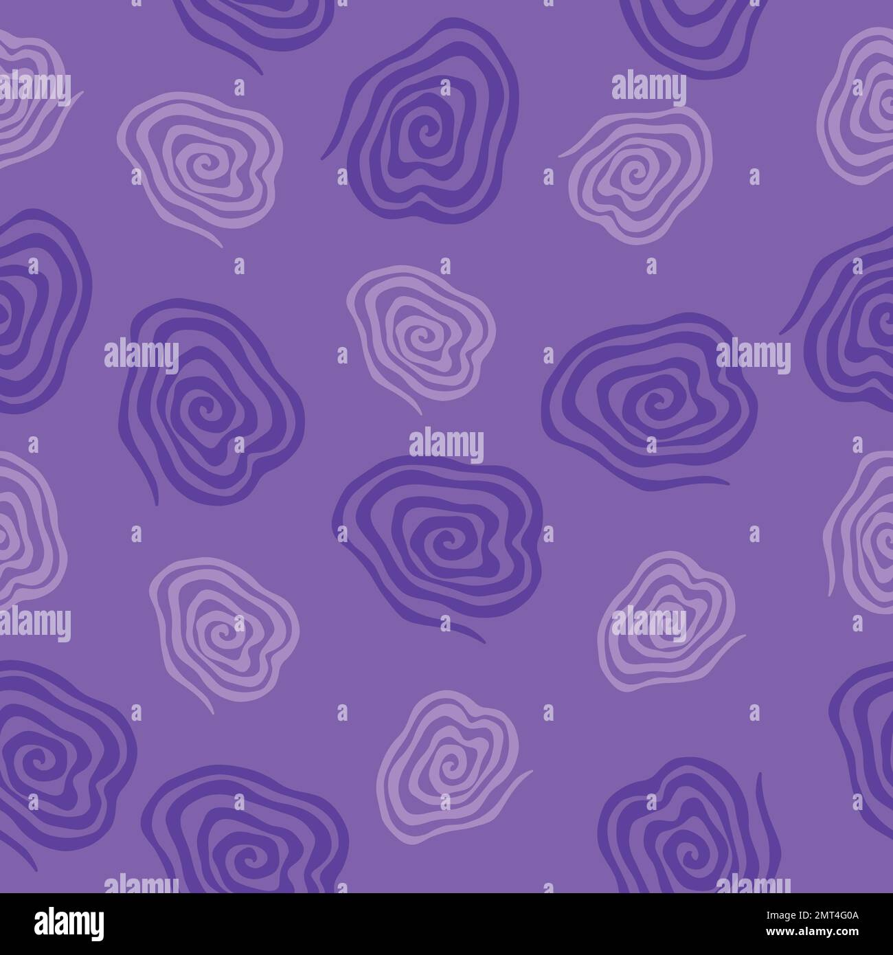 Spirals seamless vector pattern. Vector image on purple background Stock Vector
