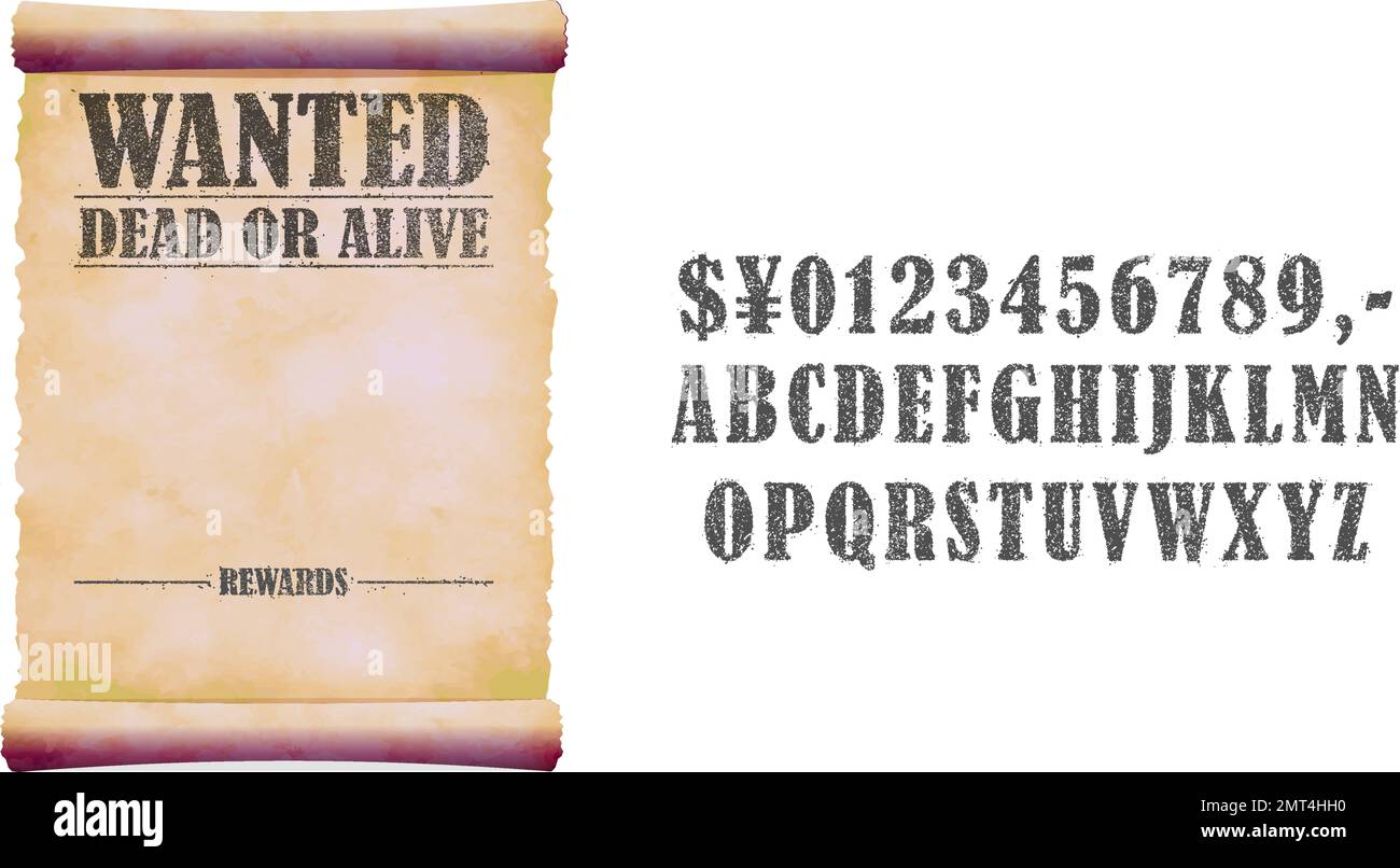 Grunged wanted paper template vector illustration ( text editable ) Stock Vector