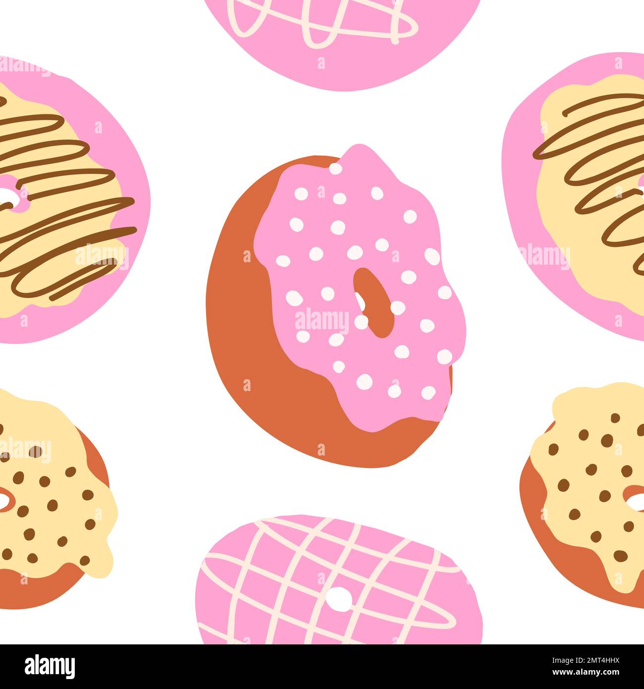 Donuts pattern. Vector illustration in cartoon flat style isolated on ...