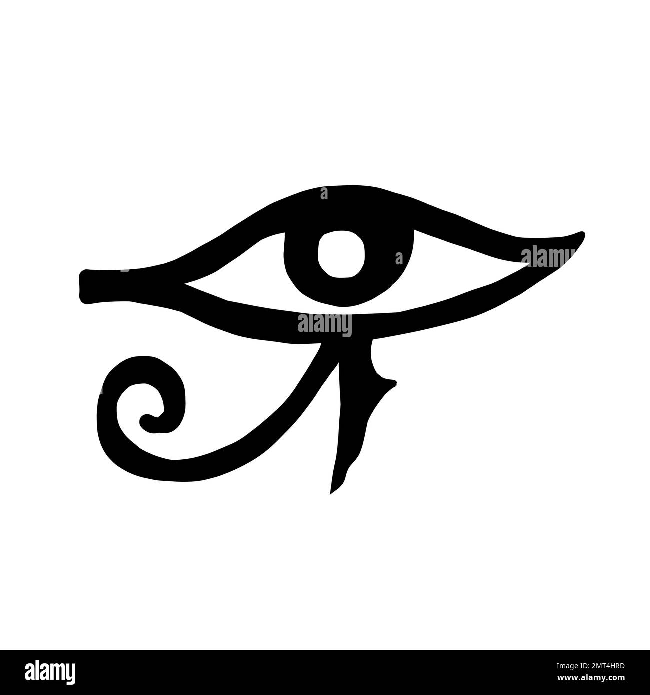 Egyptian eye flat black vector illustration isolated on white background Stock Vector