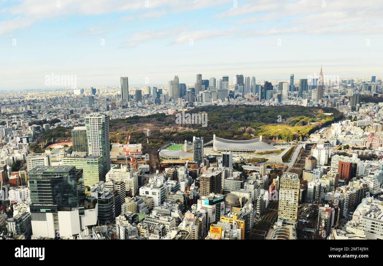 A view of Yoyogi park, Shinjuku and the Harajuku area in Tokyo, Japan. Stock Photo