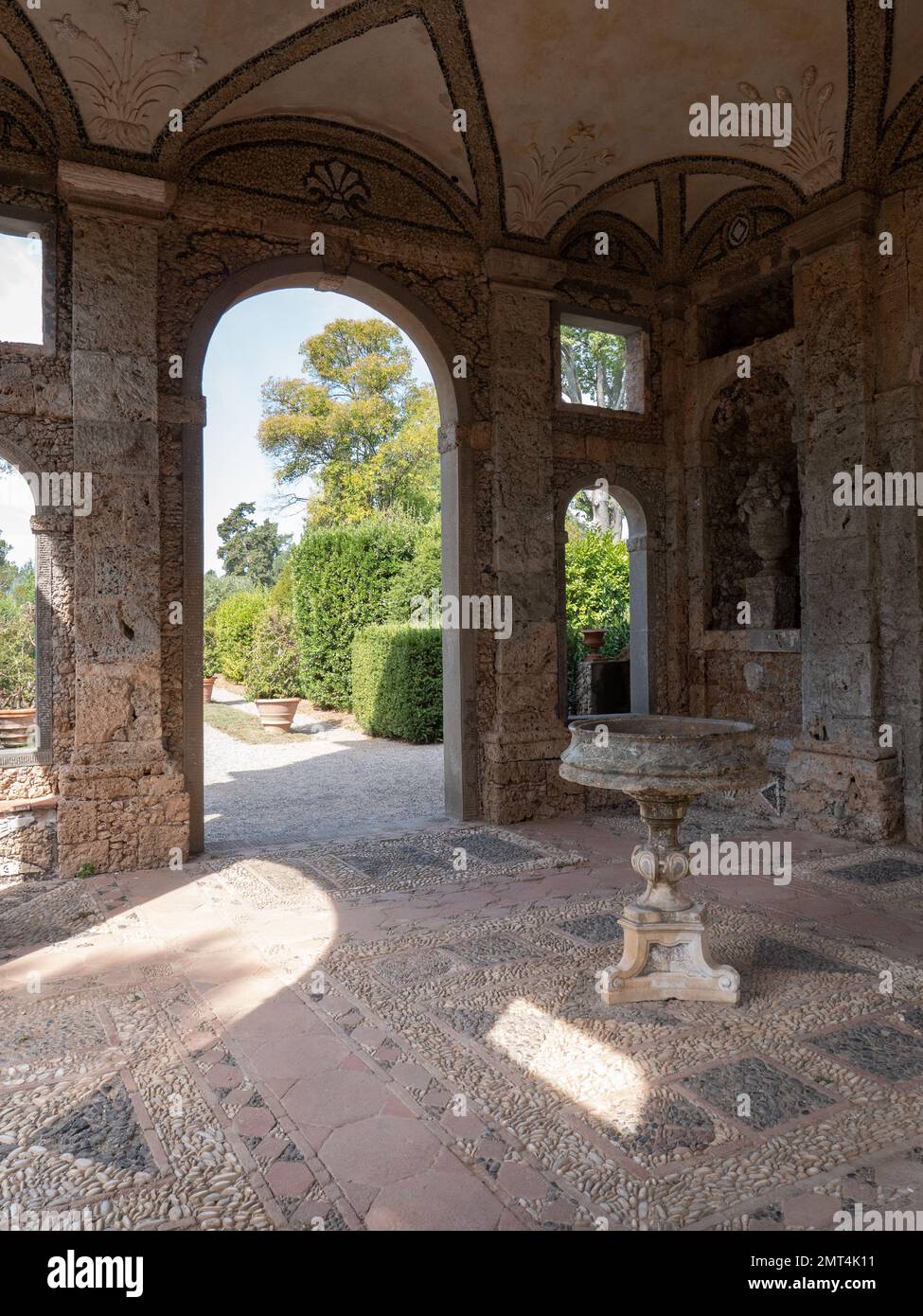 The Grotto in the gardens of Villa Reale di Marlia Capannori Tuscany Italy Stock Photo