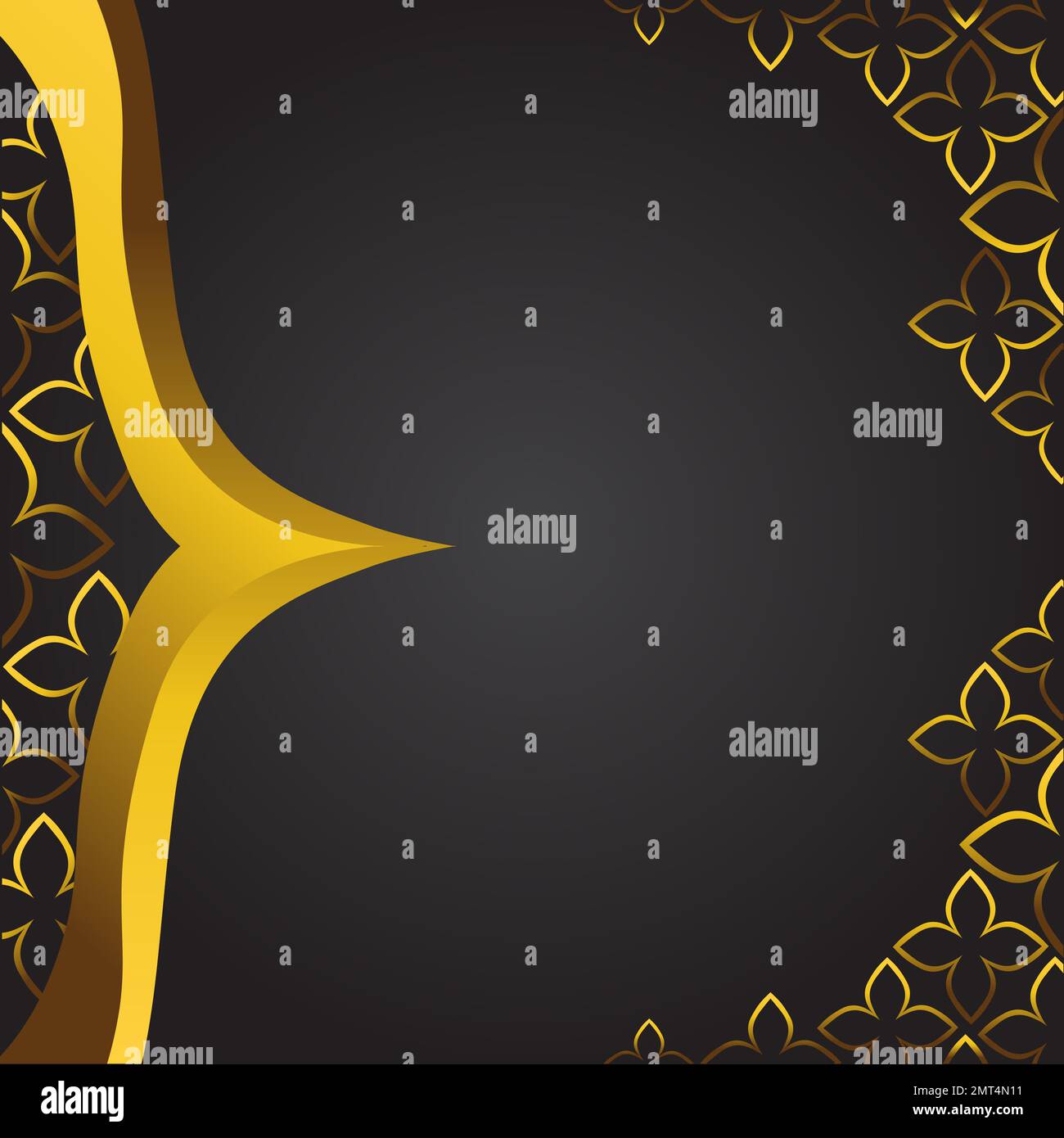 abstract luxury gold line and floral ornament on black background ...