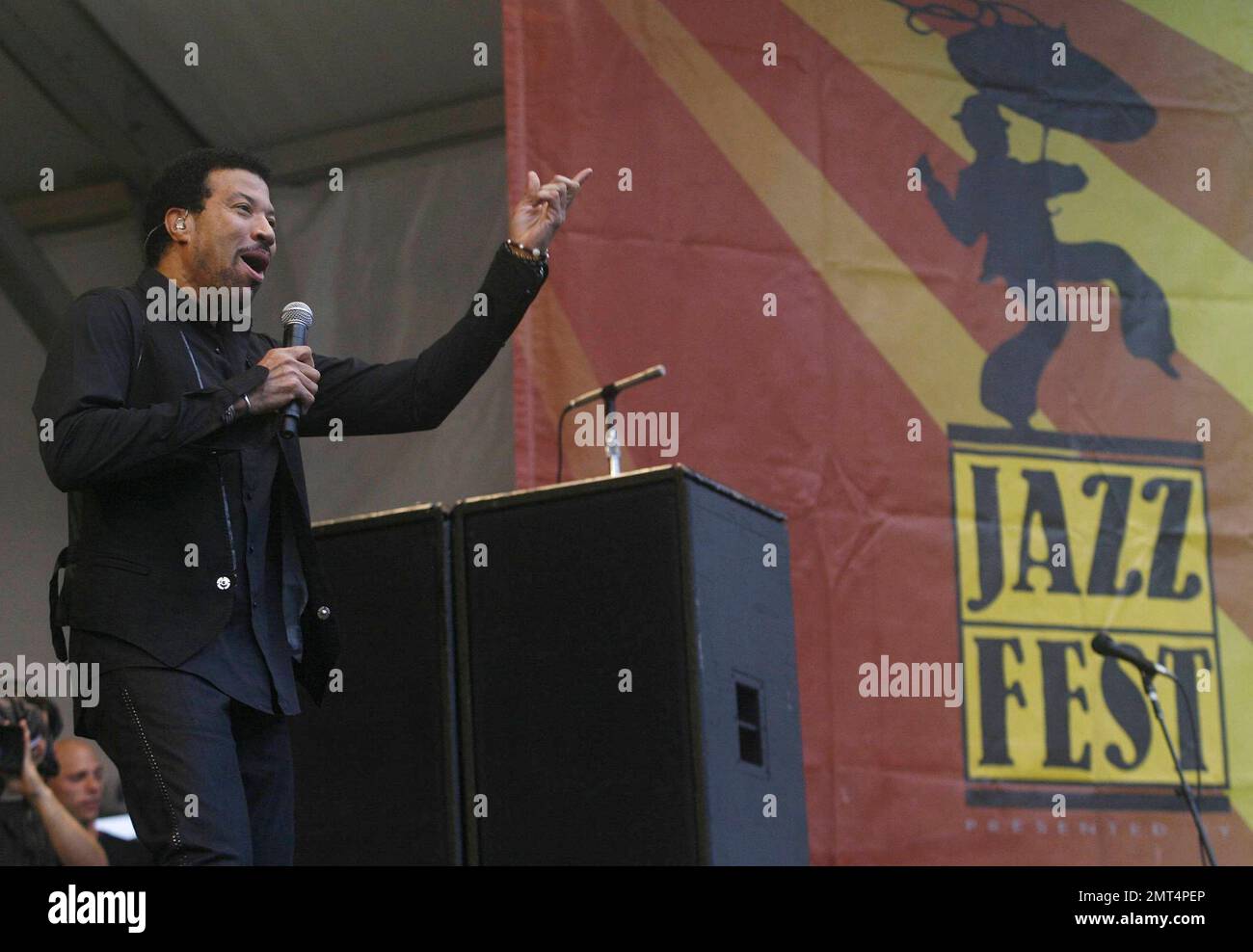 Lionel Richie performs on day one of the New Orleans Jazz & Heritage Festival at the Fair Grounds Race Course. New Orleans, LA. 04/23/10. Stock Photo