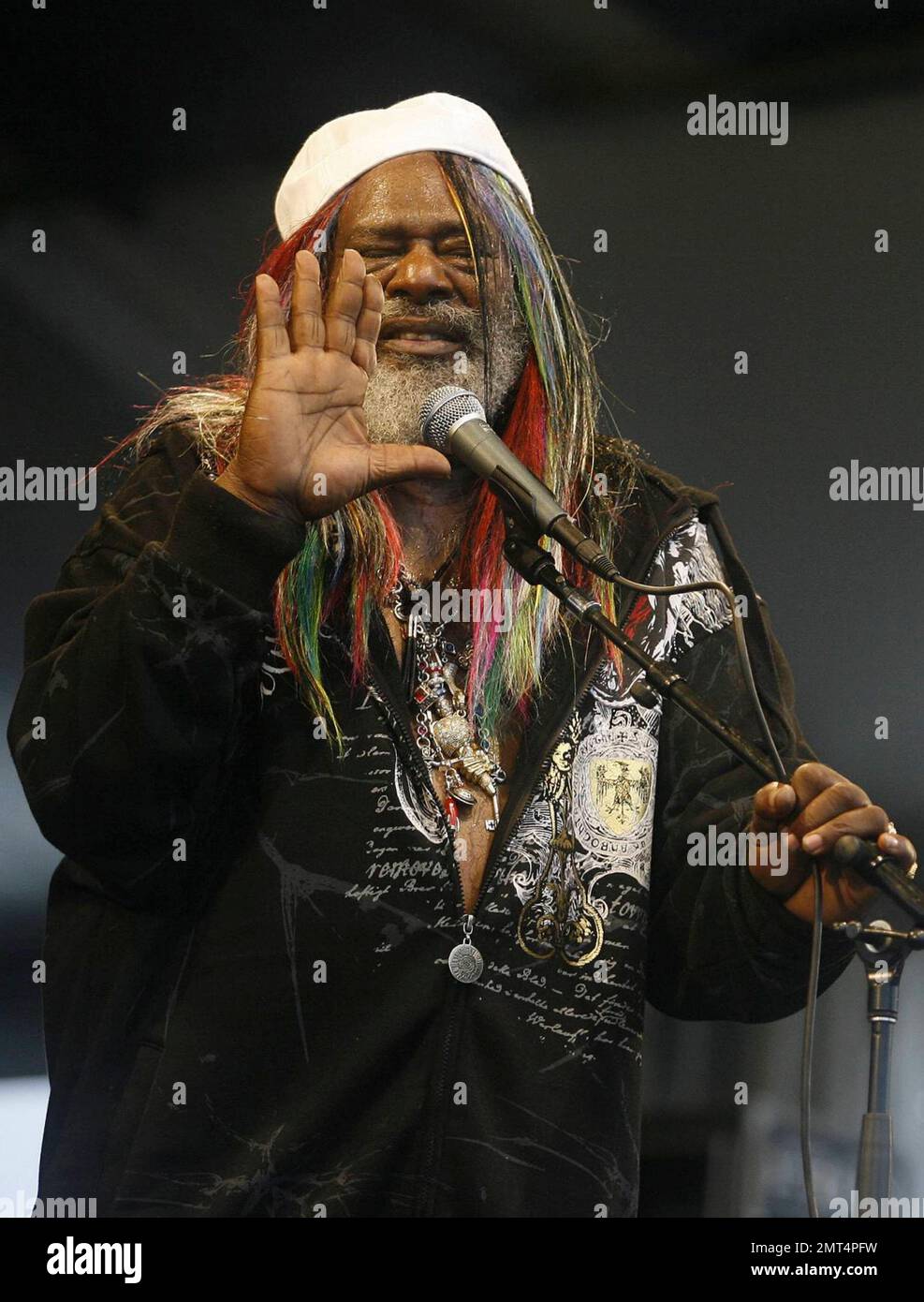 George Clinton performs on day one of the New Orleans Jazz & Heritage Festival at the Fair Grounds Race Course. New Orleans, LA. 04/23/10. Stock Photo