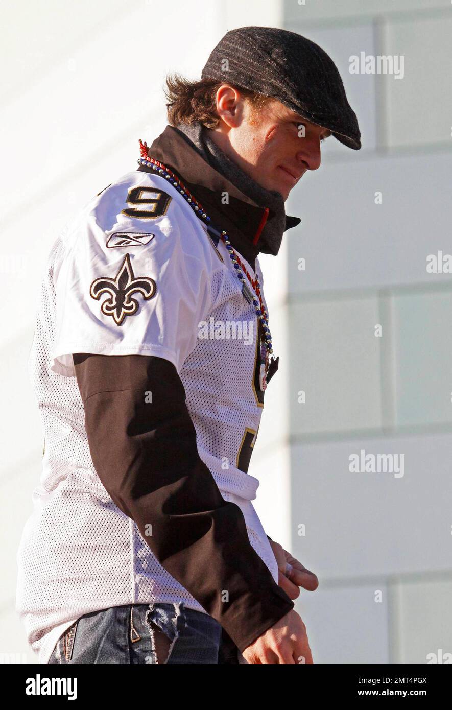 Drew Brees #9 of the New Orleans Saints looks on during a game against the  Indianapolis Colts in Super Bowl XLIV Stock Photo - Alamy