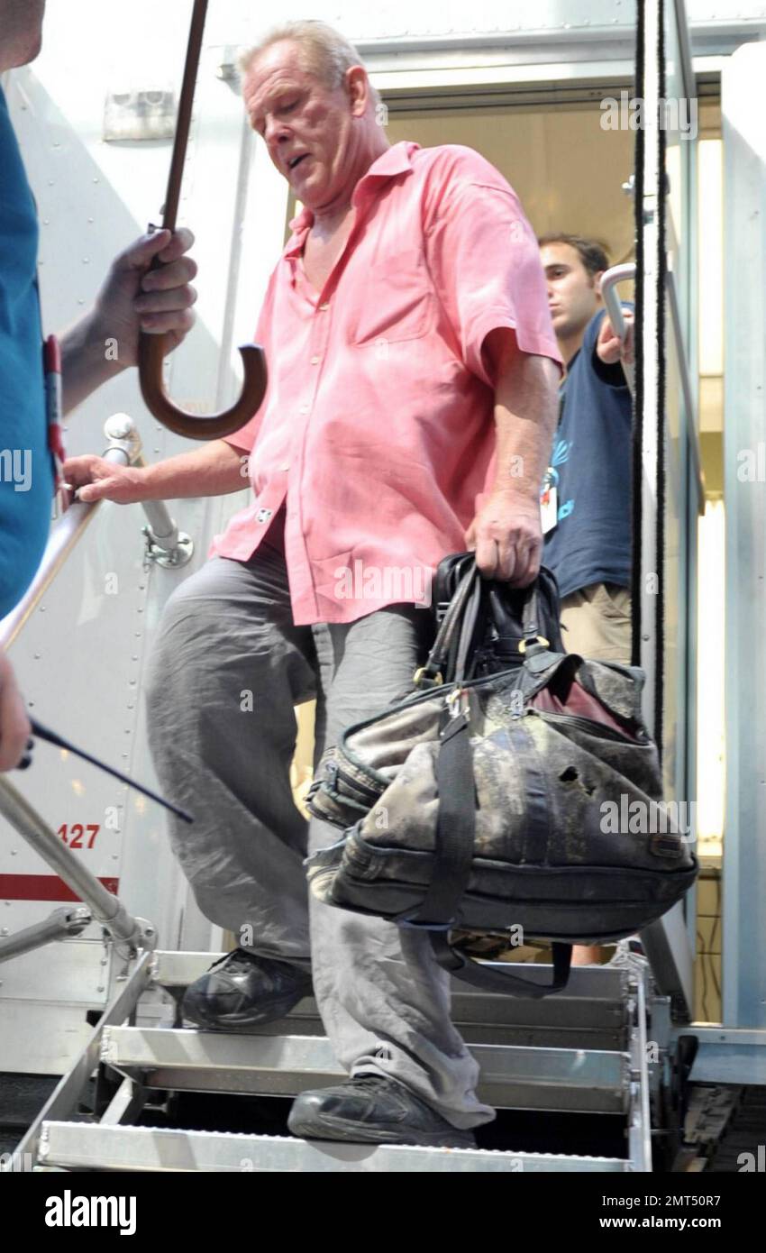 Nick Nolte appears rather tired looking as he leaves his trailer on the set  of 