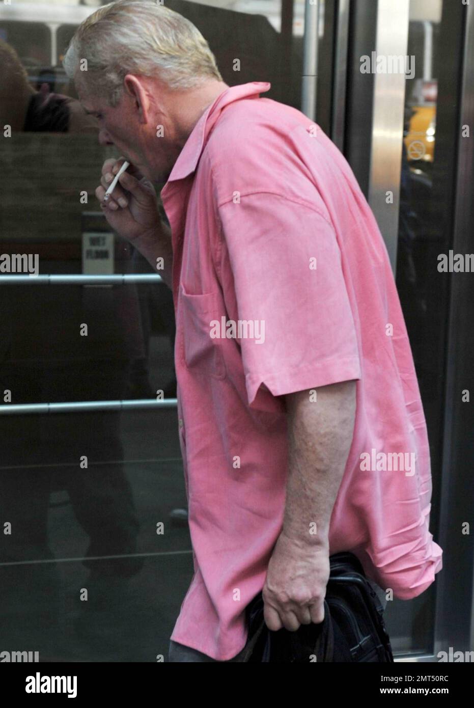 Nick Nolte appears rather tired looking as he leaves his trailer on the