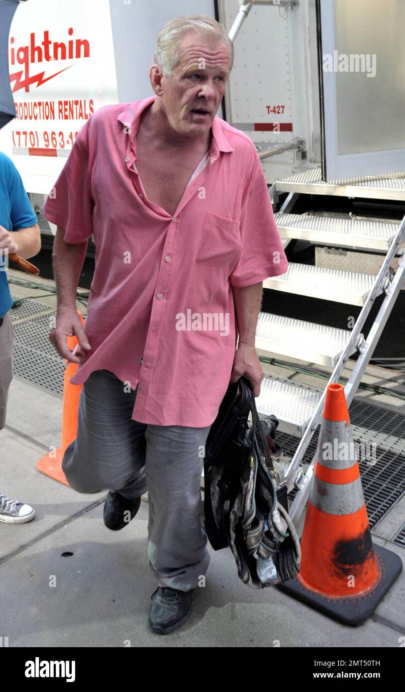 Nick Nolte appears rather tired looking as he leaves his trailer on the set  of 