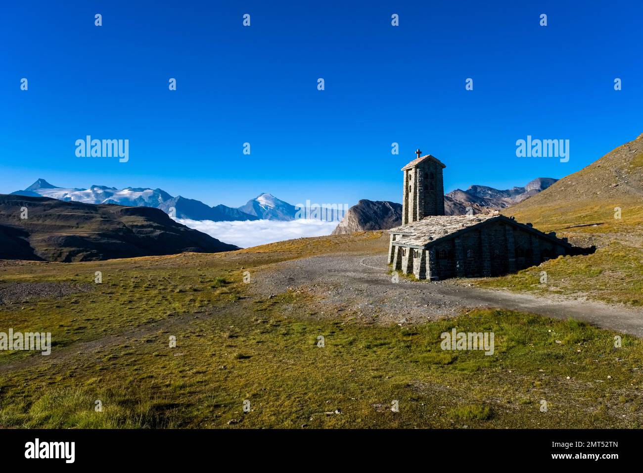 The church Chapelle Notre-Dame de l'Iseran, located on top of Col de L ...