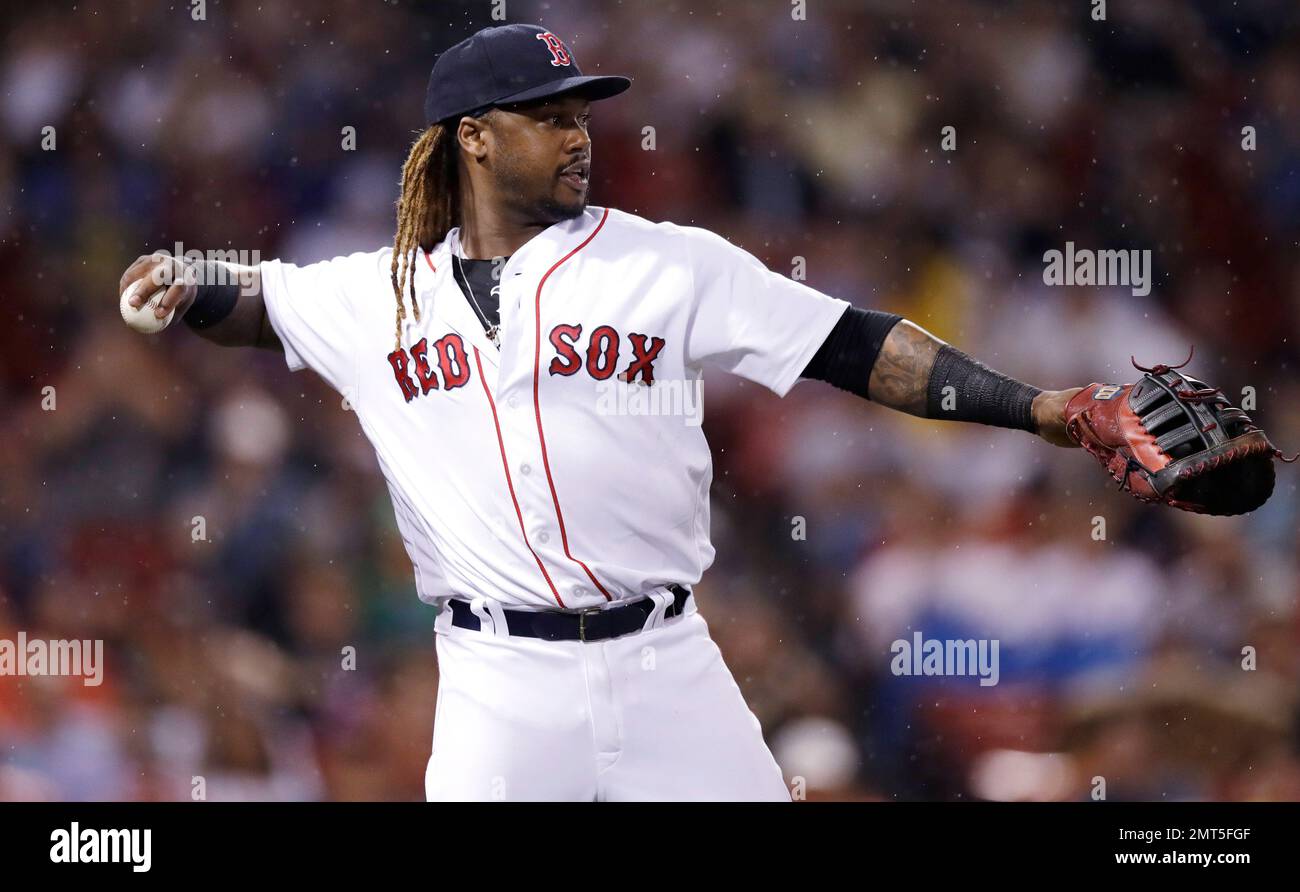 Boston Red Sox designated hitter Hanley Ramirez during a baseball game at  Fenway Park in Boston, Thursday, July 20, 2017. (AP Photo/Charles Krupa  Stock Photo - Alamy