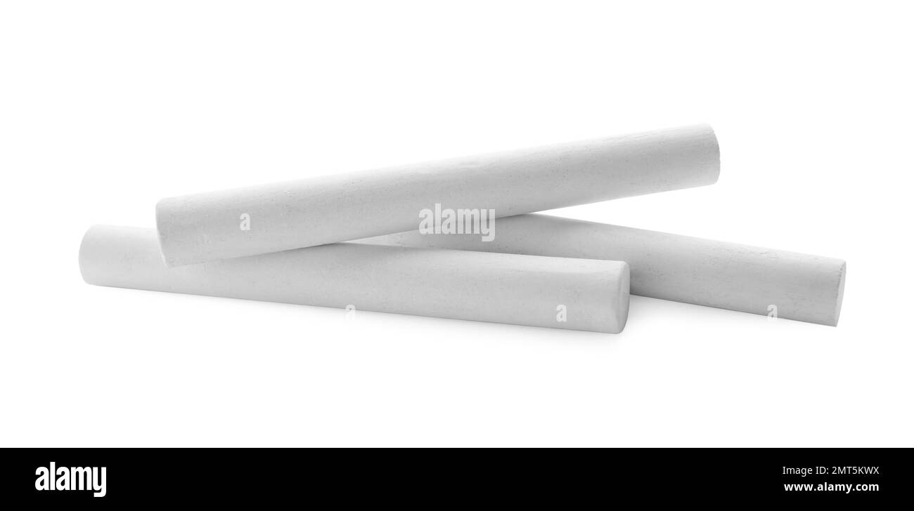 Small pieces of chalk on white background Stock Photo Alamy