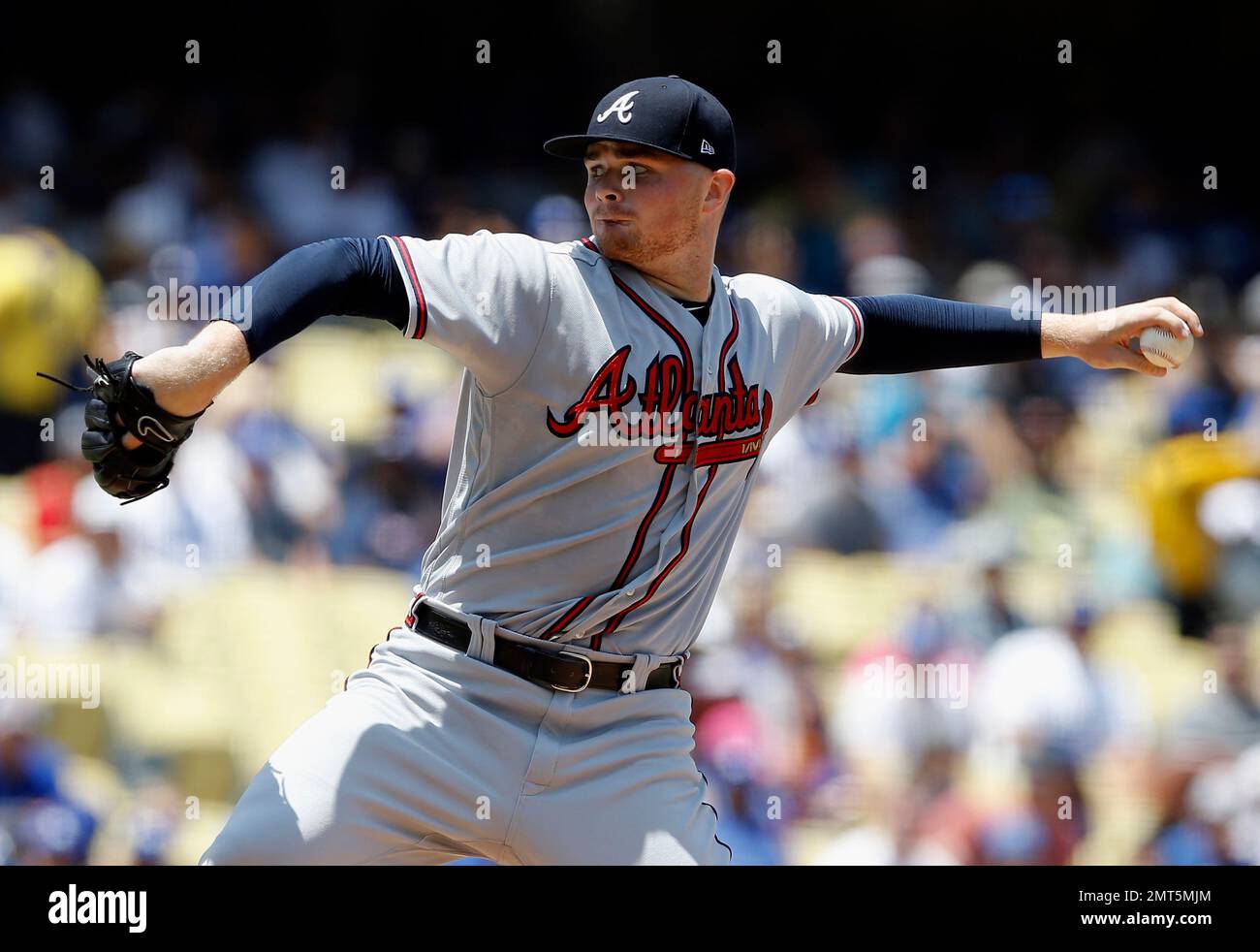Atlanta Braves starting pitcher Sean throws to the plate during