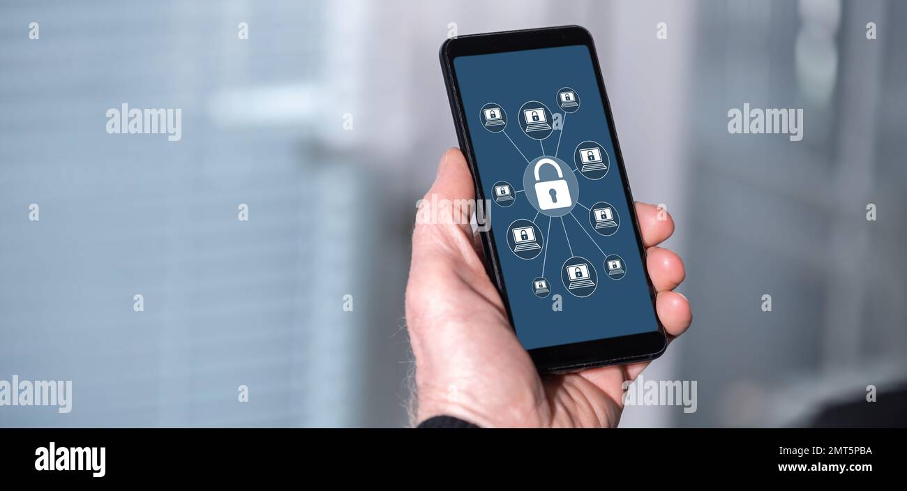Smartphone screen displaying a cyber security concept Stock Photo - Alamy