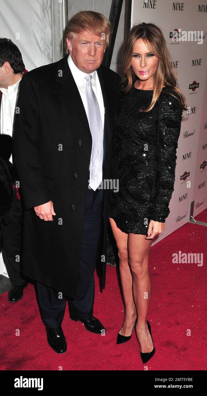 Donald and Melania Trump at the premiere of Nine held at the Ziegfeld ...