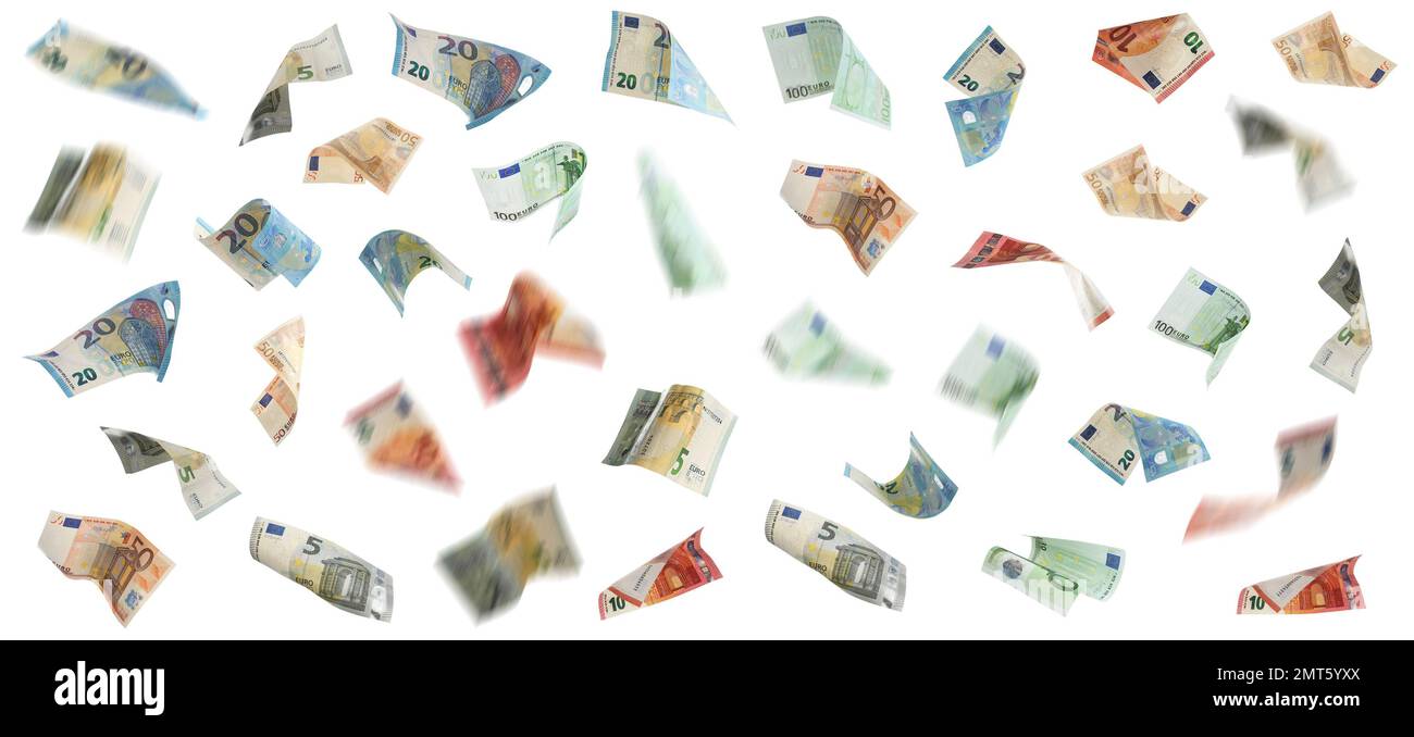 Set of euro banknotes on white background Stock Photo - Alamy