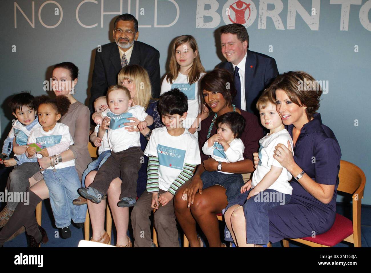 Edith Bowman, Natasha Kaplinsky, Alexandra Burke and Amanda Mealing pose with children at the launch of Save The Children's 2011 'No Child Born To Die' campaign held at The Lincoln Centre.  Celebrity charity ambassadors attended the campaign launch which is 'calling for an end to the deaths of millions of children who die from easily preventable causes every year.'  London, UK. 01/24/11. Stock Photo