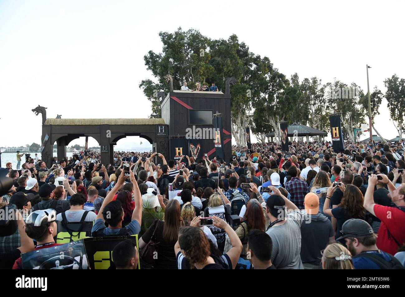 Katheryn Winnick, left, and Alex Hogh Andersen on top of structure ...