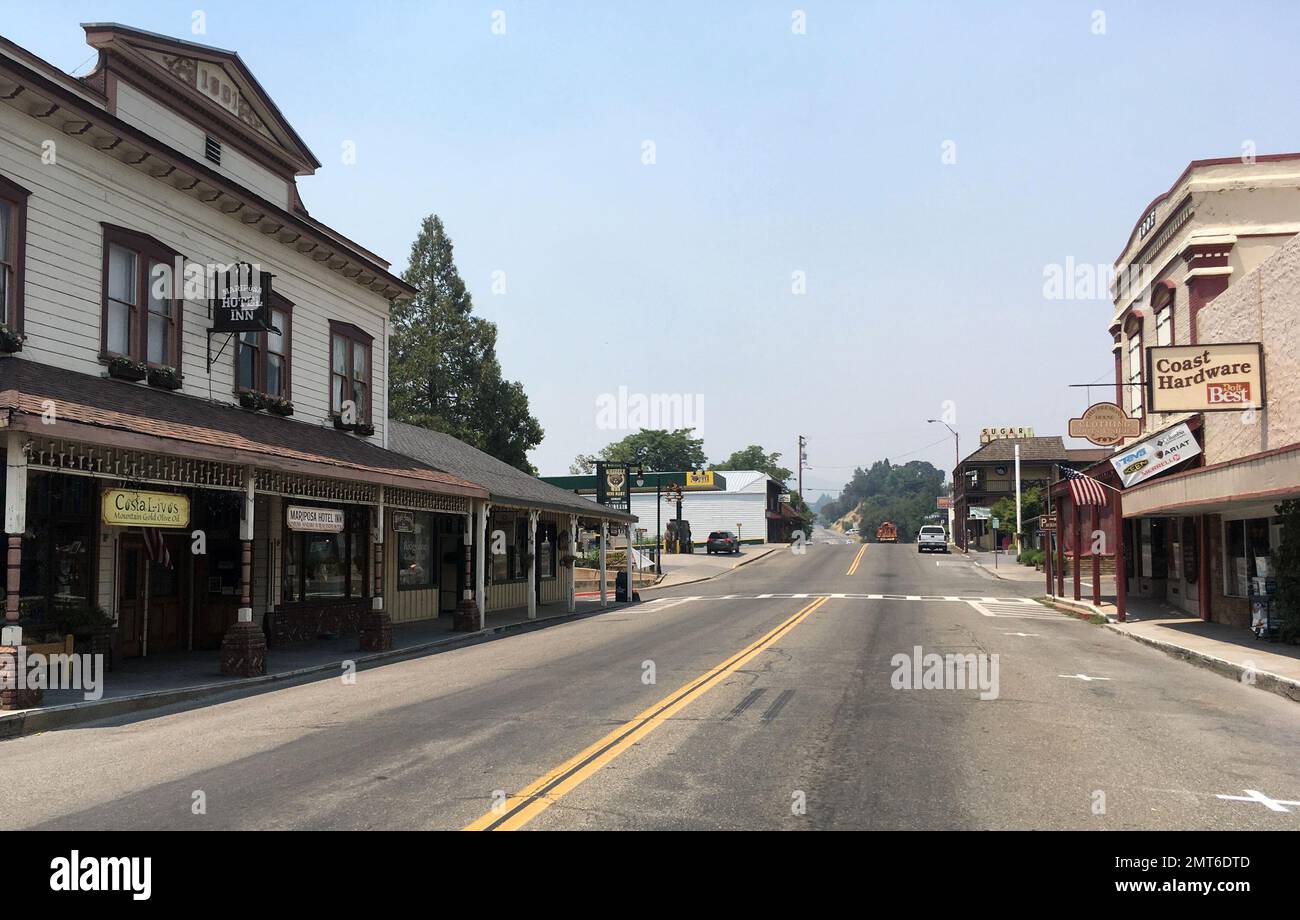 The evacuated downtown of Mariposa, Calif., is viewed Thursday July 20
