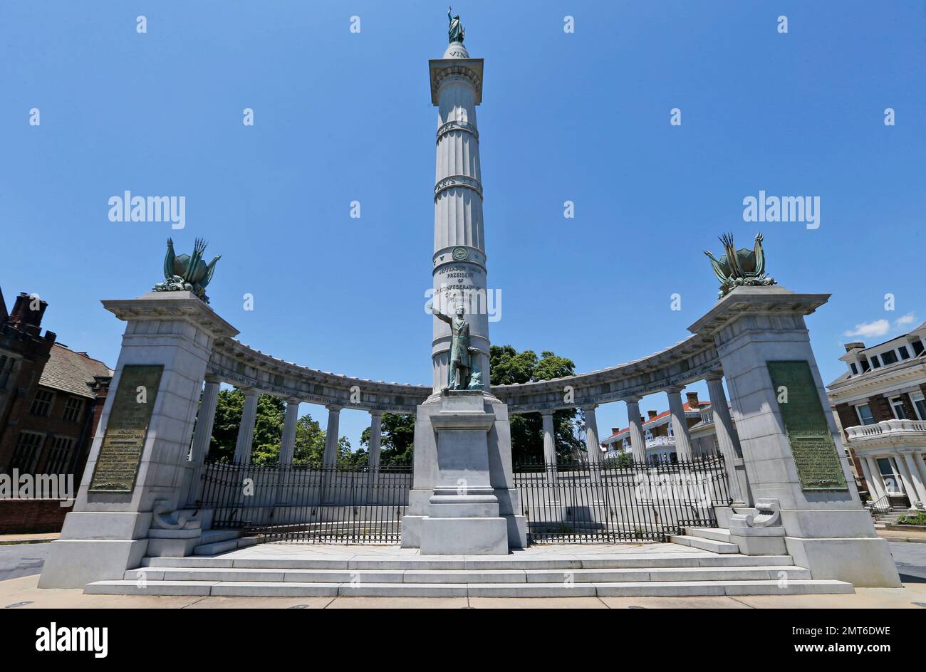 This Wednesday, June 28, 2017 shows statue of Confederate president