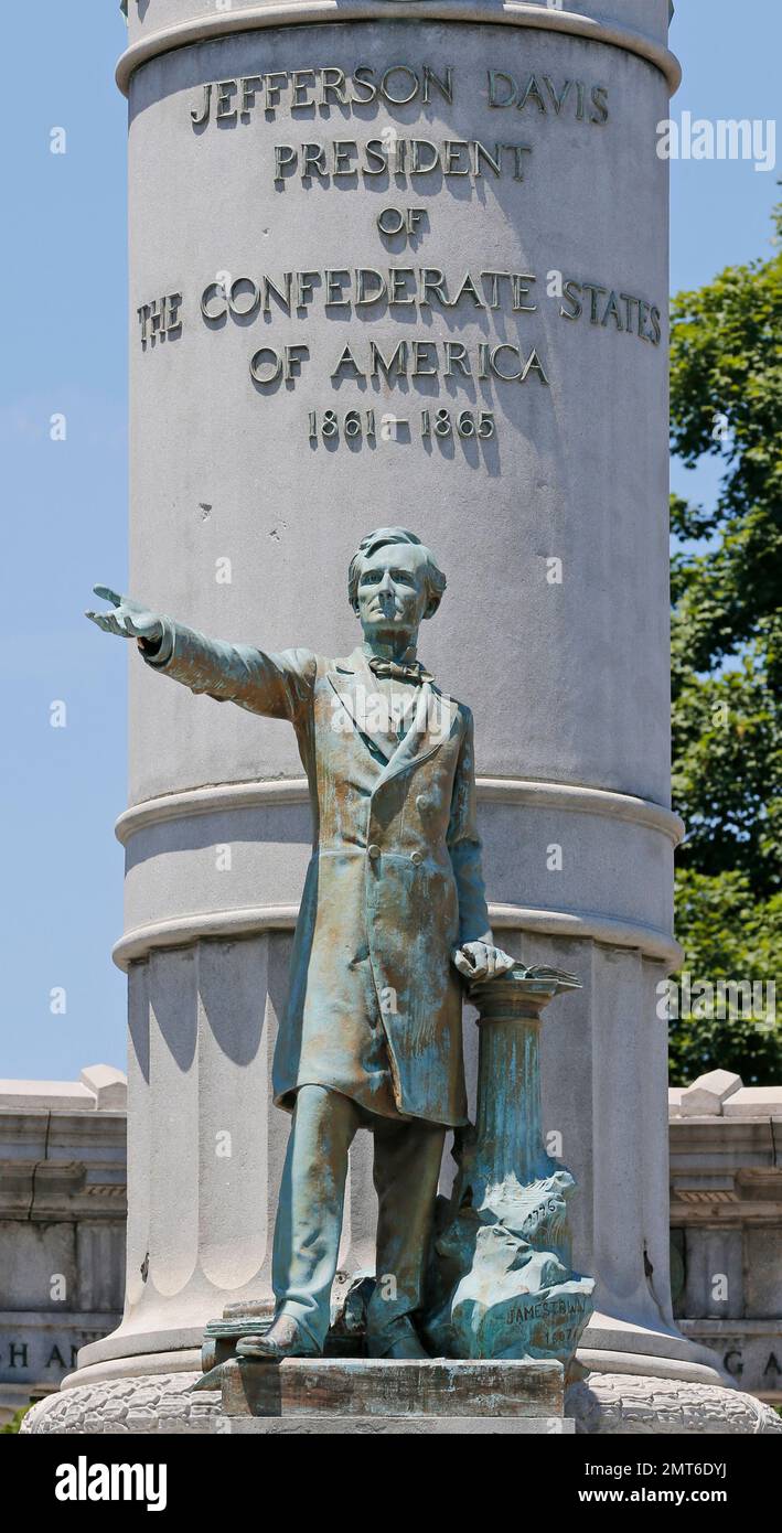 This Wednesday, June 28, 2017, shows statue of Confederate president