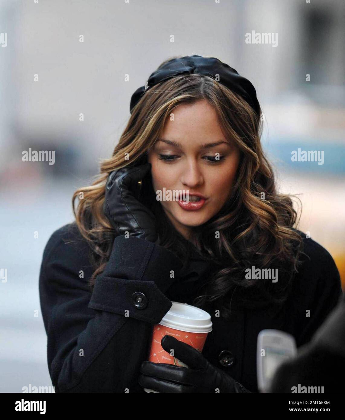 Leighton Meester on the set of Gossip Girl filming in Manhattan. New