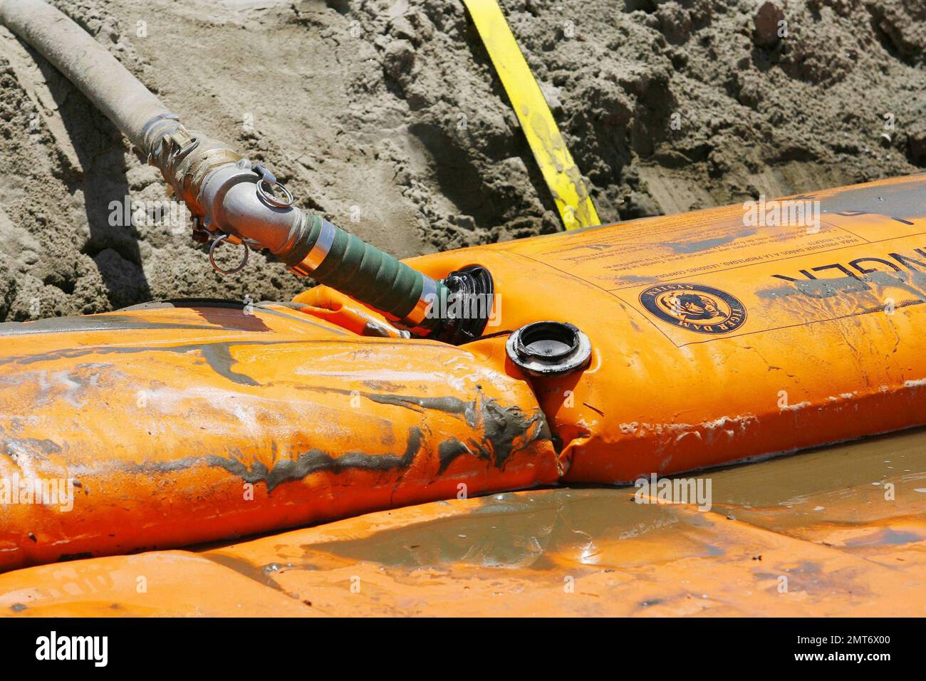 Inflatable barricades are installed by the National Guard on the beach(01)