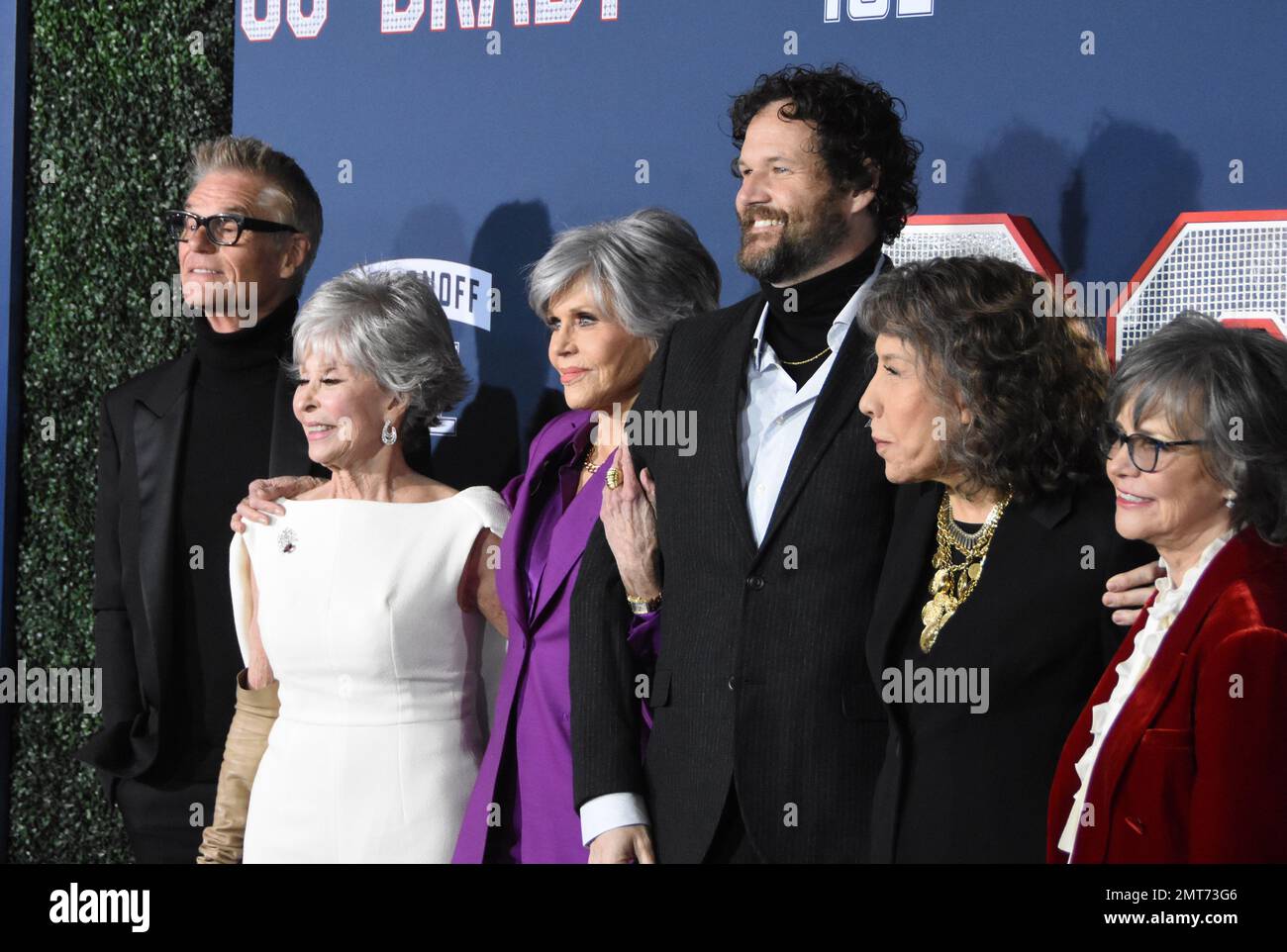 Los Angeles, California, USA 31st January 2023 (L-R) Actor Harry Hamlin,  Actress Rita Morena, Actress Jane Fonda, Director Kyle Marvin, Actress Lily  Tomlin and Actress Sally Field attend the Los Angeles Premiere