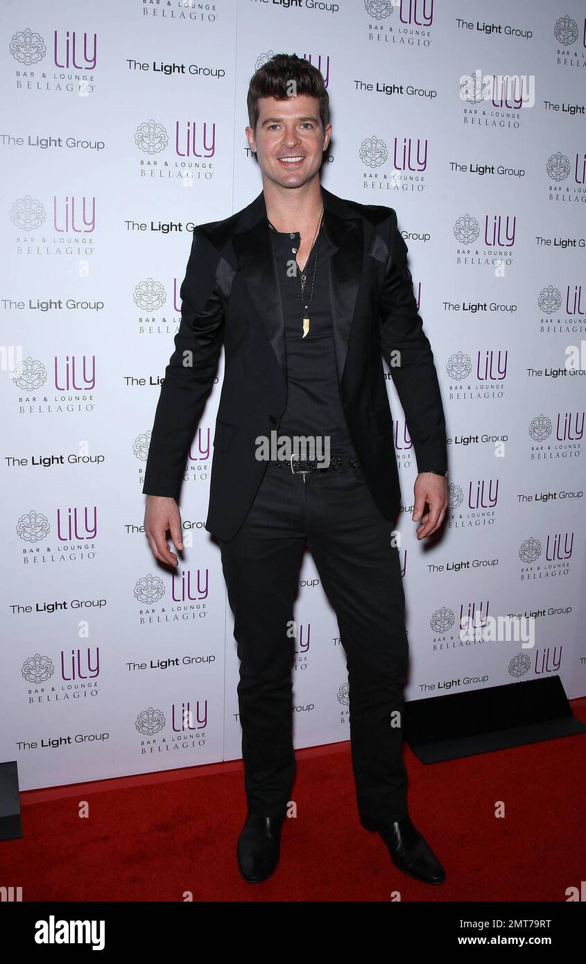 Robin Thicke at the Grand Opening of Lily Bar & Lounge inside the Bellagio Resort & Casino. Las Vegas, NV. 18th February 2012. Stock Photo