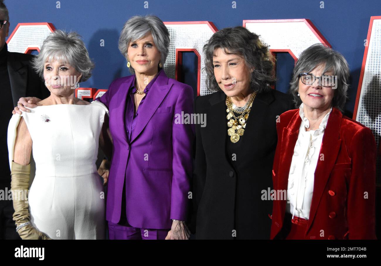 Los Angeles, California, USA 31st January 2023 (L-R) Actress Rita Morena,  Actress Jane Fonda, Actress Lily Tomlin and Actress Sally Field attend the  Los Angeles Premiere Screening of Paramount Pictures' 80 for