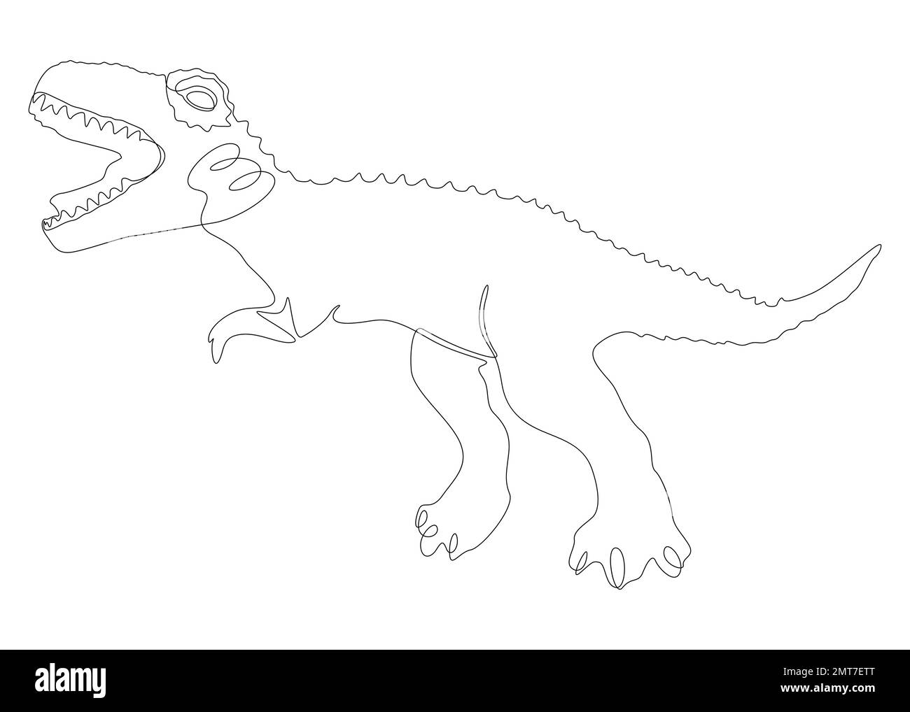 One continuous line of Dinosaur. Thin Line Illustration vector concept. Contour Drawing Creative ideas. Stock Vector