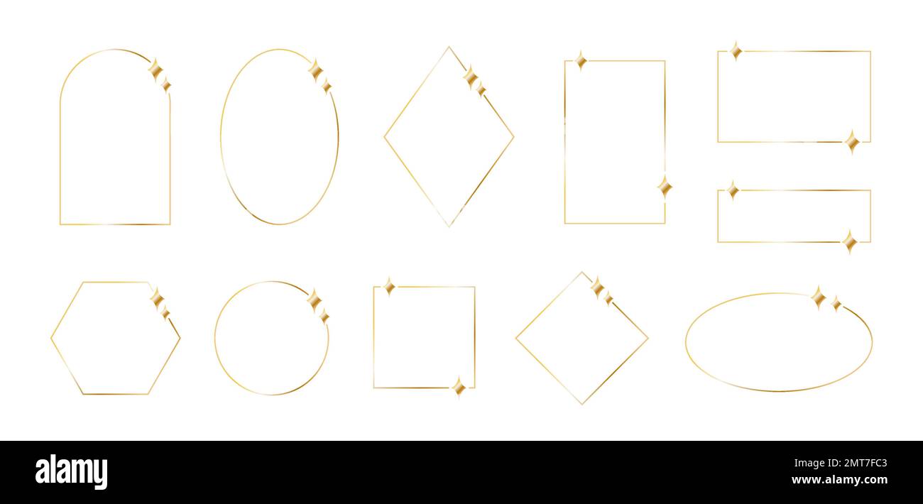 Aesthetic monoline golden frames for invitations, luxury design