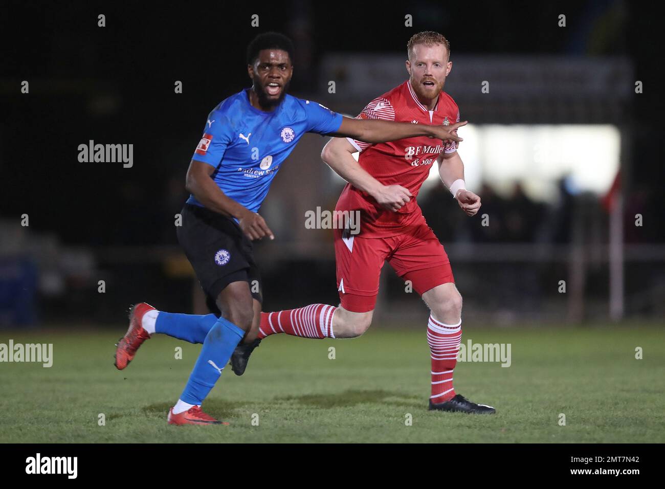 Kareem Isiaka of Billericay and Kenny Clark of Hornchurch during