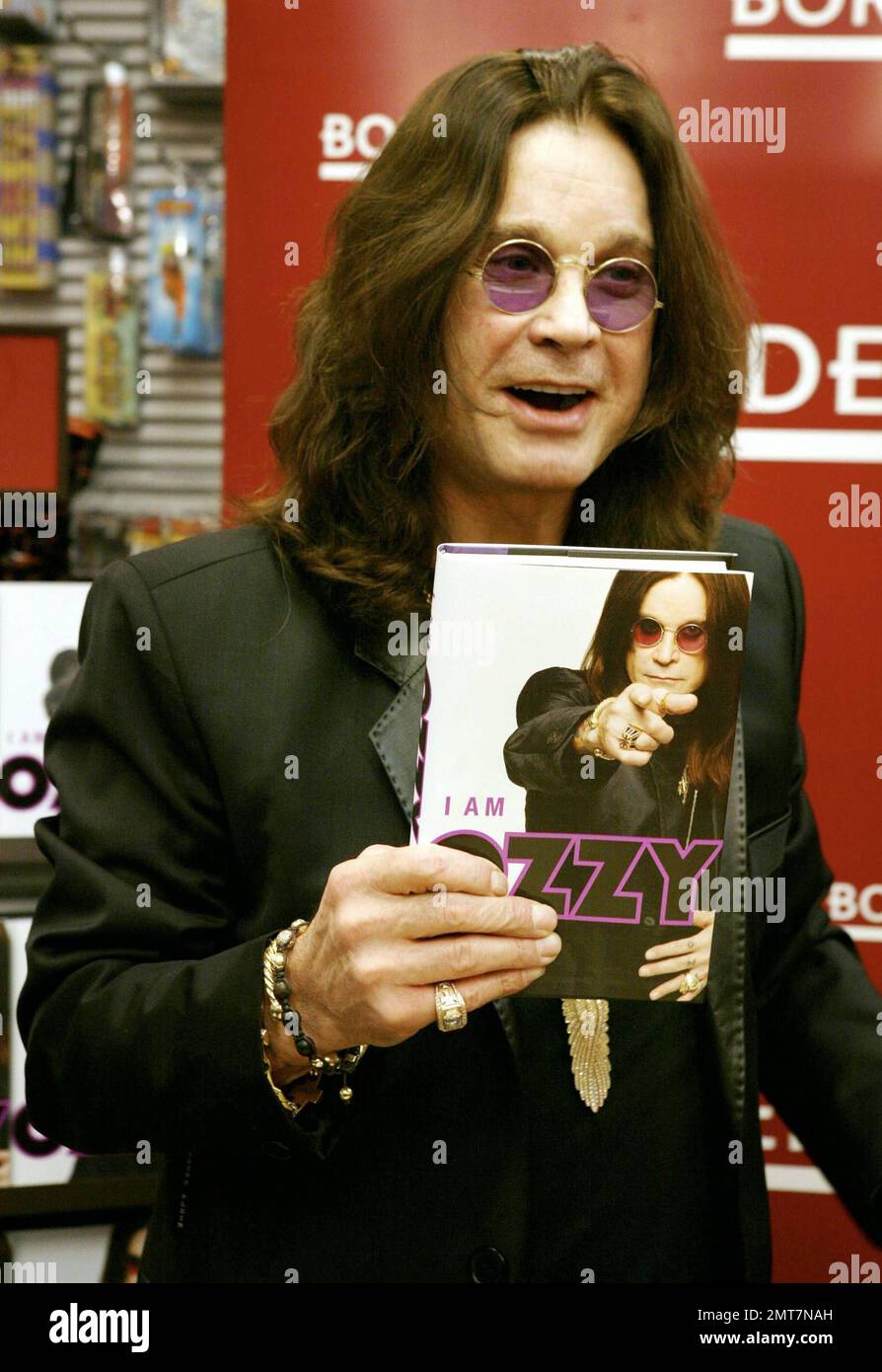 Ozzy Osbourne signs copies of his book "I Am Ozzy" at Borders Books in
