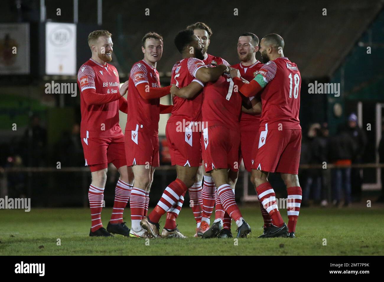 Ellis Brown of Hornchurch scores the third goal for his team and