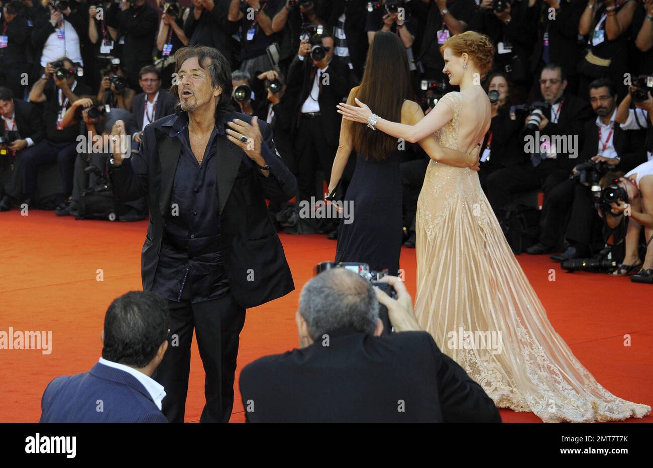 Al Pacino and Jessica Chastain walk the red carpet at the Venice Film