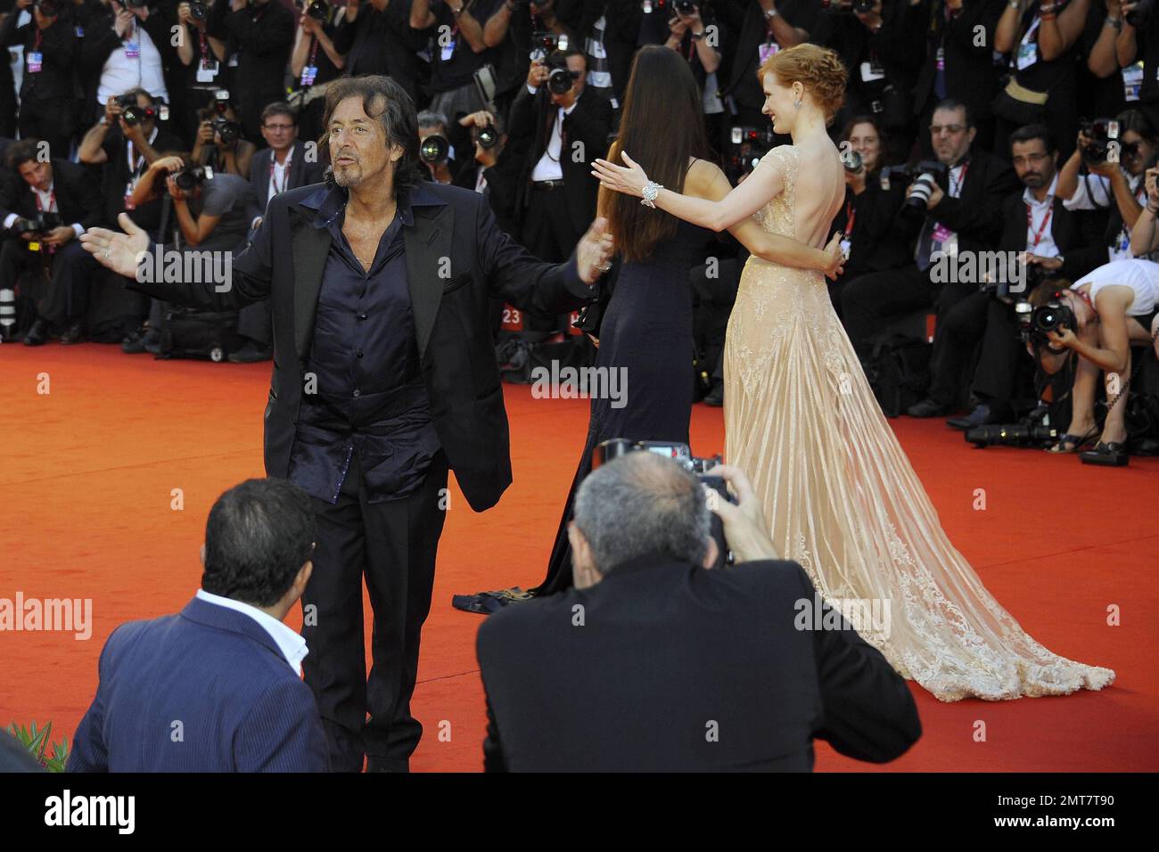 Al Pacino and Jessica Chastain walk the red carpet at the Venice Film
