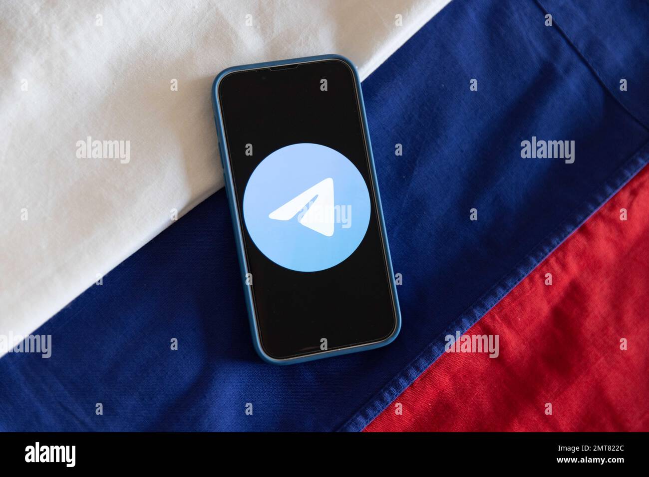 Illustration showing Telegram Messenger App logo displayed on a mobile ...