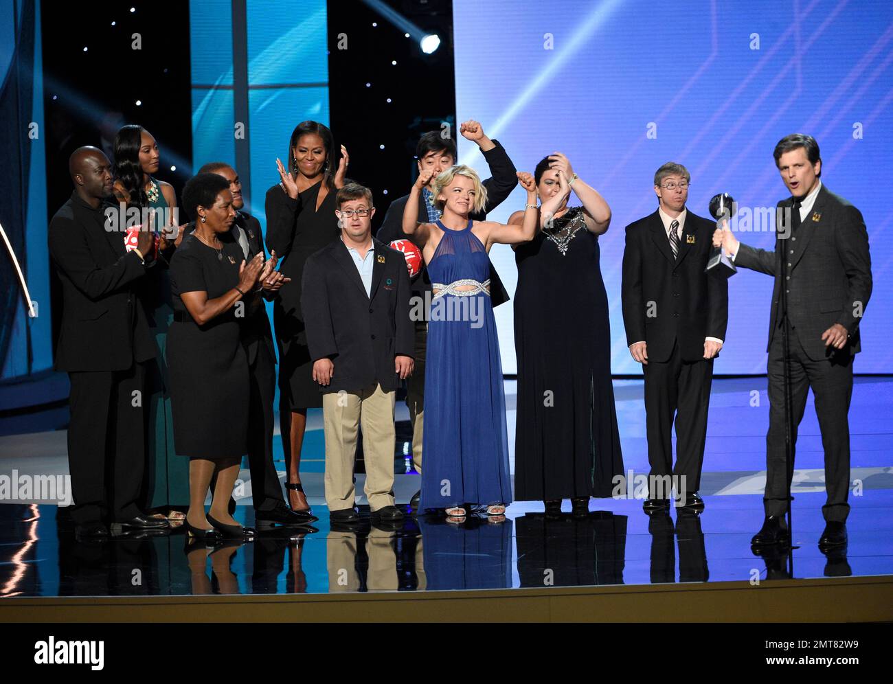 Timothy Shriver accepts the Arthur Ashe Courage Award on behalf of his