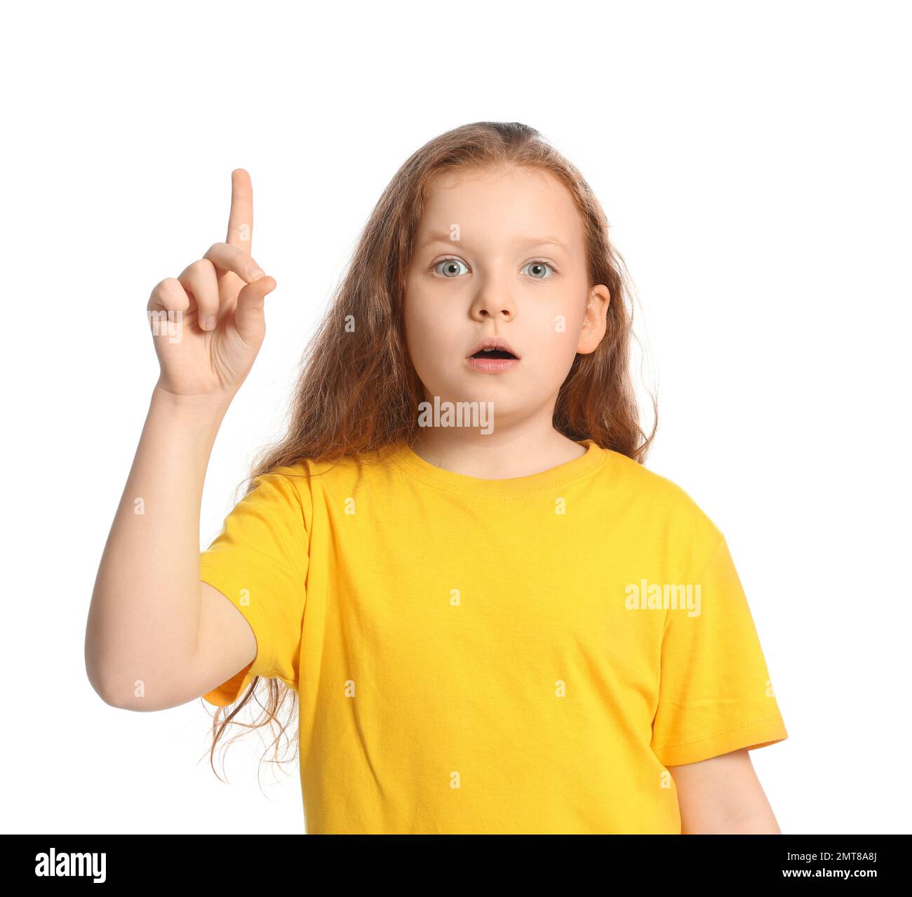 Portrait of emotional girl on white background Stock Photo - Alamy